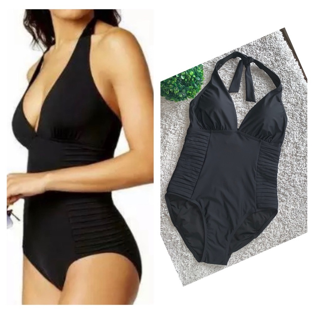 NWOT CALVIN KLEIN Side Pleated One piece swing sui